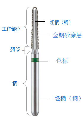 金鋼砂車針結構橫切圖
